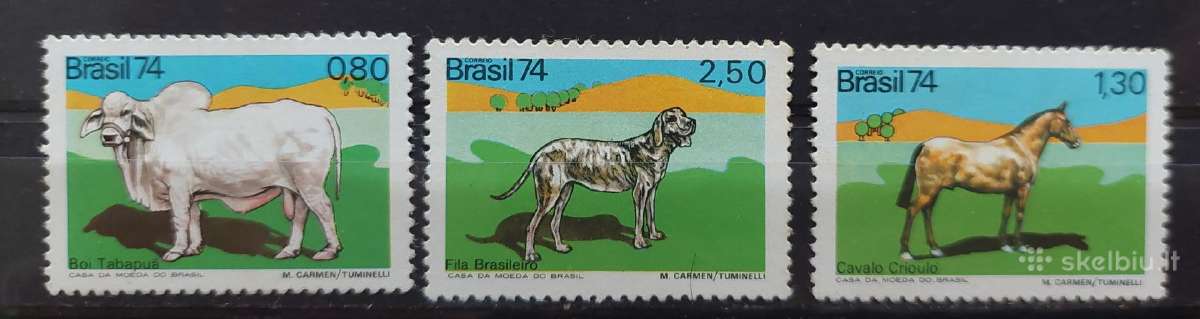 Brazilija 1974 naminiai gyvūnai, švarūs, Michel 14