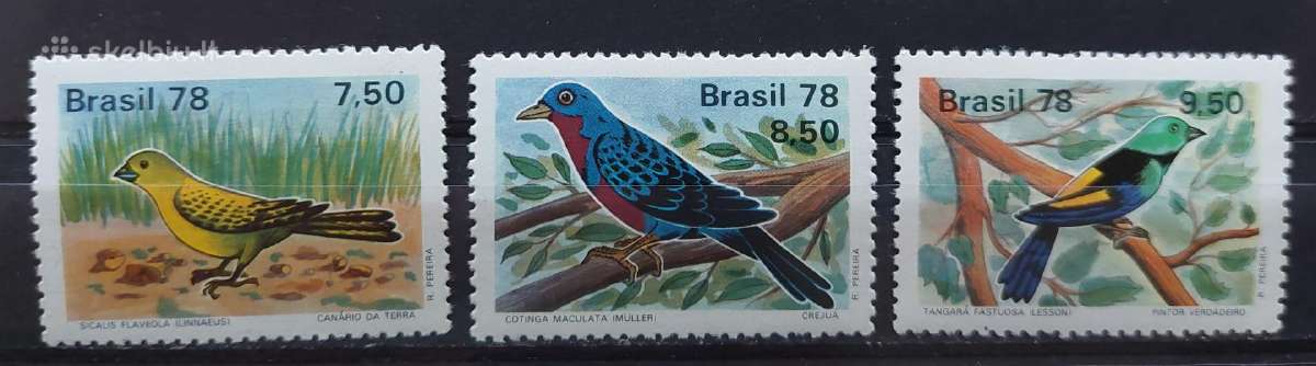 Brazilija 1978 paukščiai, švarūs, Michel 1651-1653