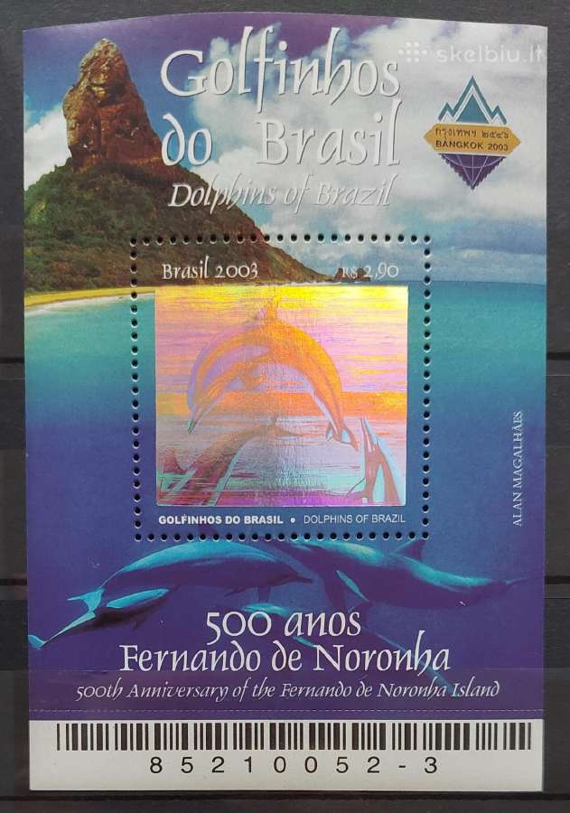Brazilija 2003 delfinas, švarūs, Michel block124