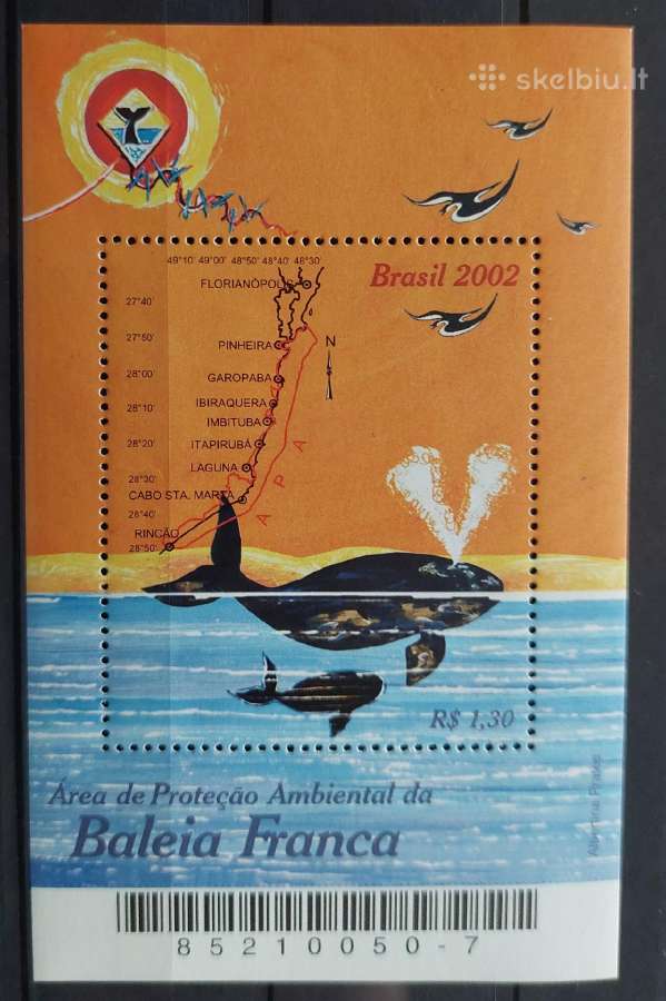 Brazilija 2002 banginis, švarūs, Michel block121