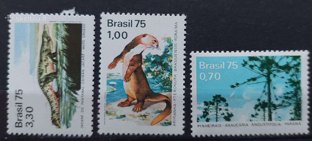 Brazilija 1975 fauna, švarūs, Michel 1488-1490