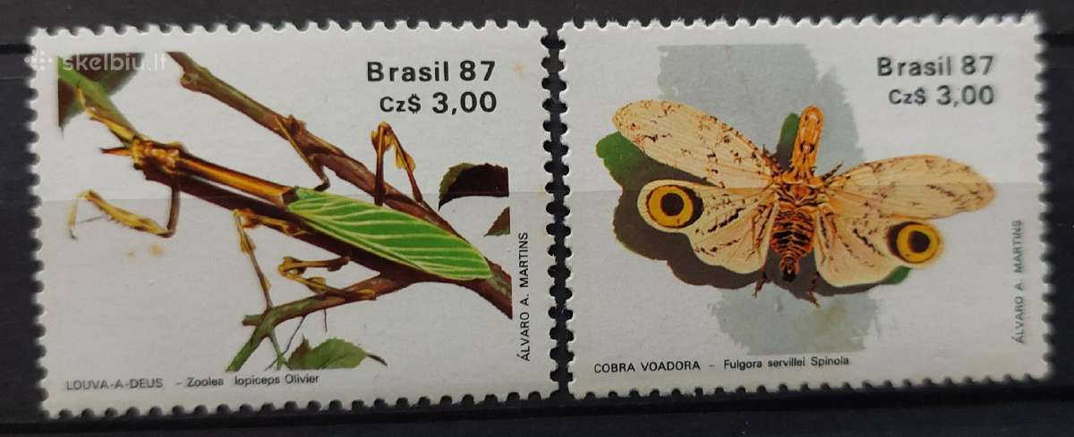 Brazilija 1987 vabzdžiai ir drugeliai , švarūs, Mi