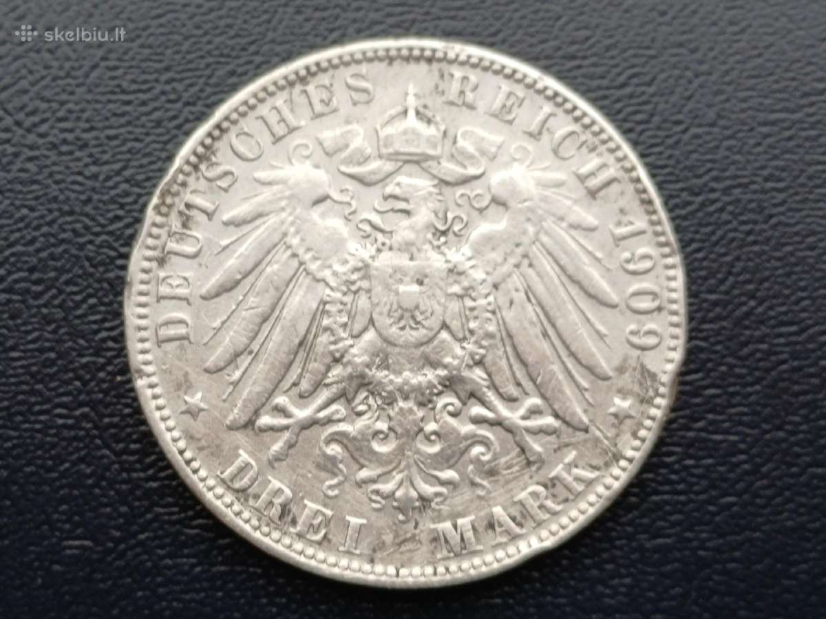 3 markes 1909m. Sidabras 900 - nuotraukos Nr. 2