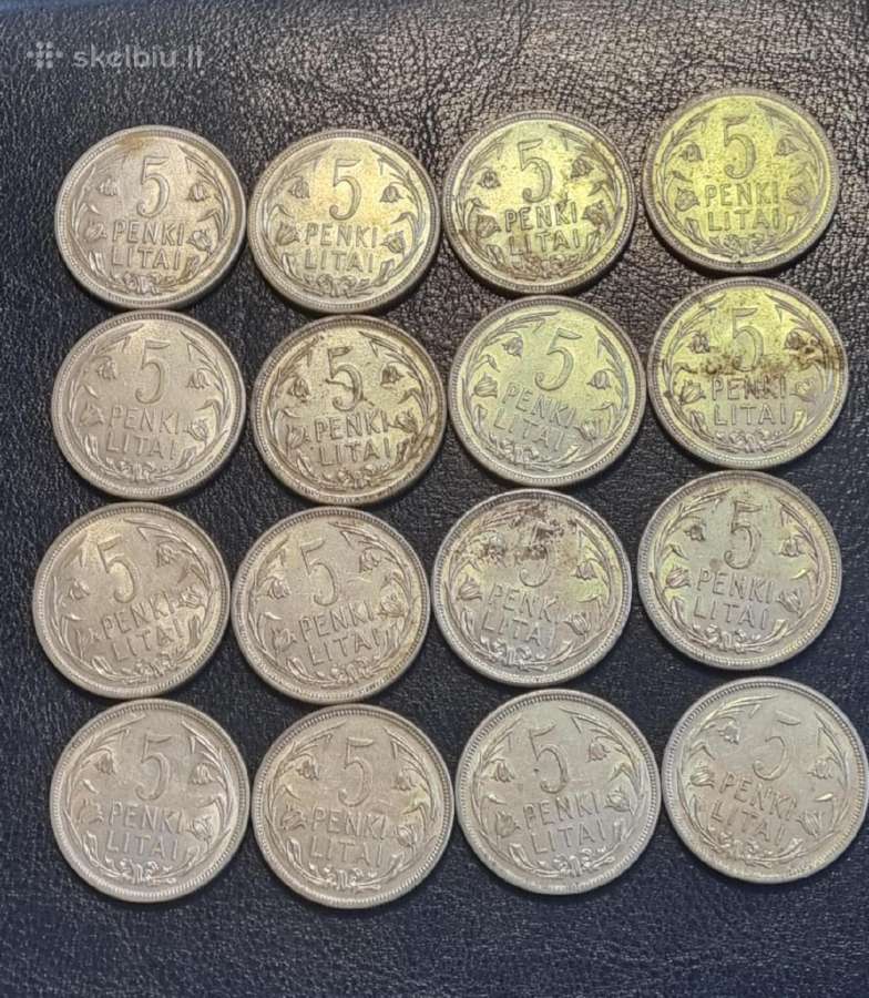 Parduodu 16 vnt. 5 litai su kalimo blizgesiu