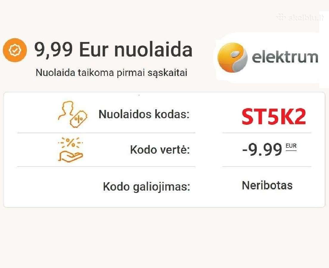Elektrum nuolaidos kodas -9,99€