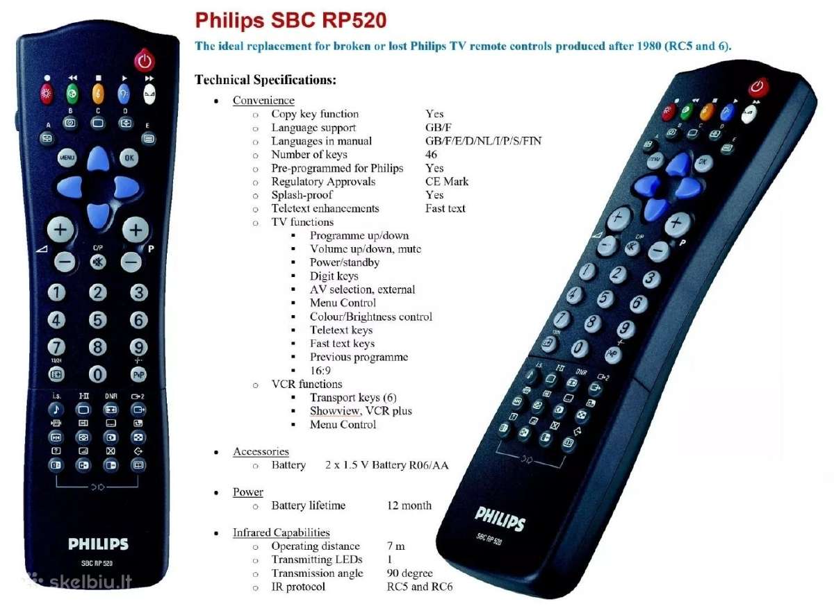 TV valdymo pultas visiems Philips televizoriams - nuotraukos Nr. 3