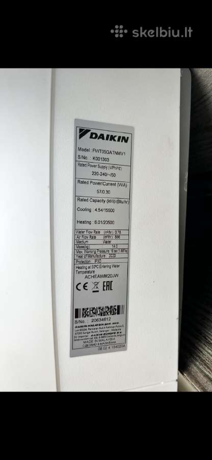 Parduodamas Daikin vidinis oras vanduo blokas - nuotraukos Nr. 2