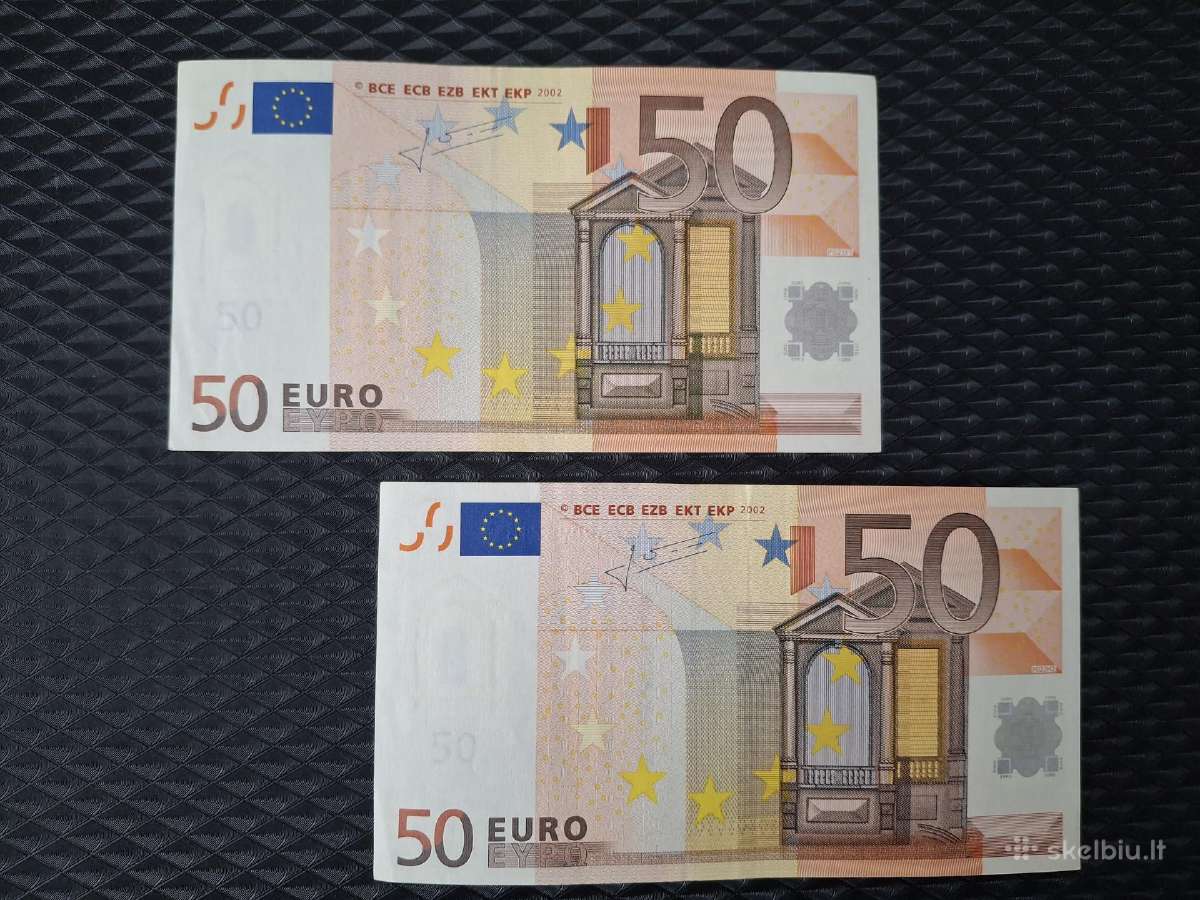 50 euro banknotai 2002 metu, seno tipo