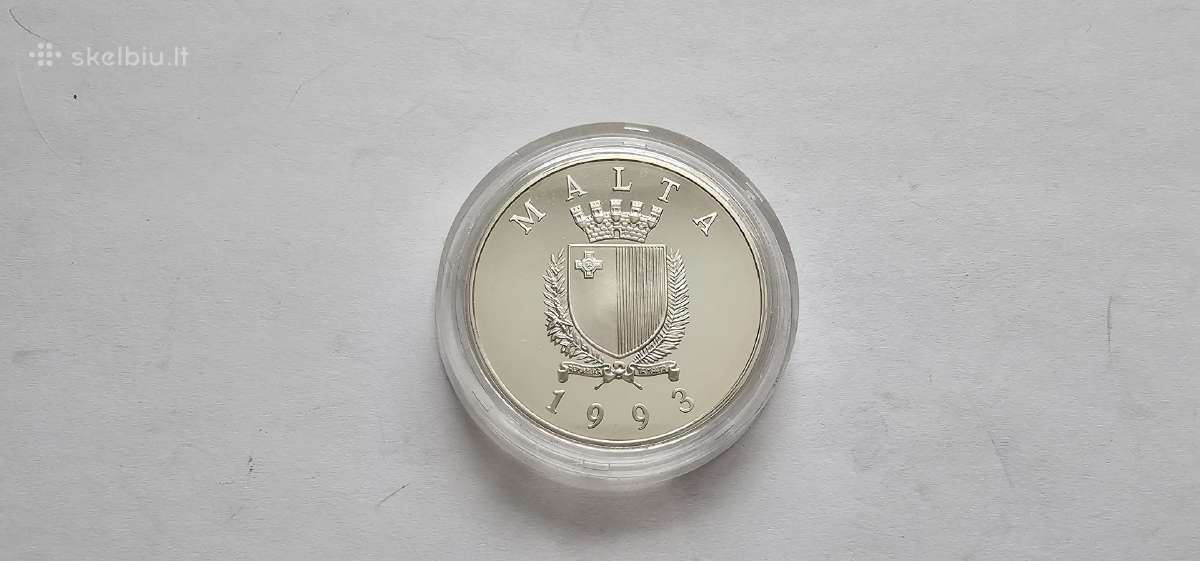 1993 5 liros Malta Proof Unc 31.47gr - nuotraukos Nr. 2