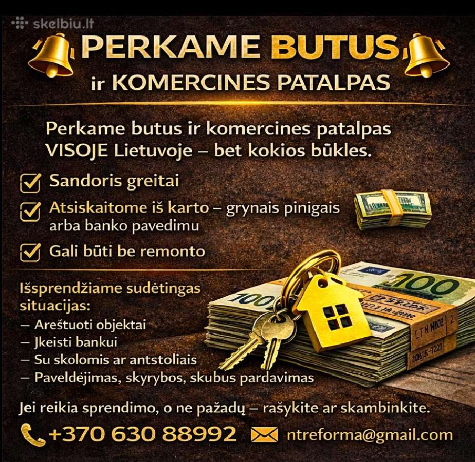 Skubiai perkame butus 1, 2, 3, 4 kambarių