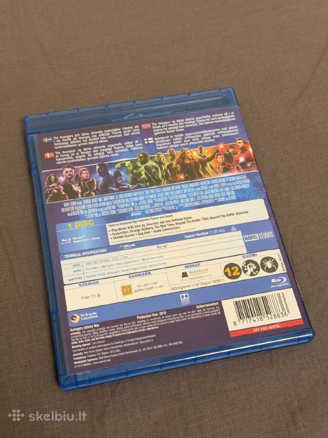 Avengers Infinity War Bluray diskas - nuotraukos Nr. 4