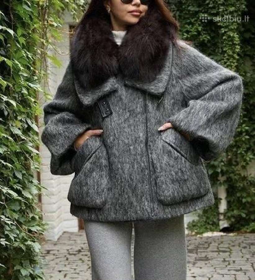 Šilta vilnonė striukė su natūraliu ančių pūkų užpi