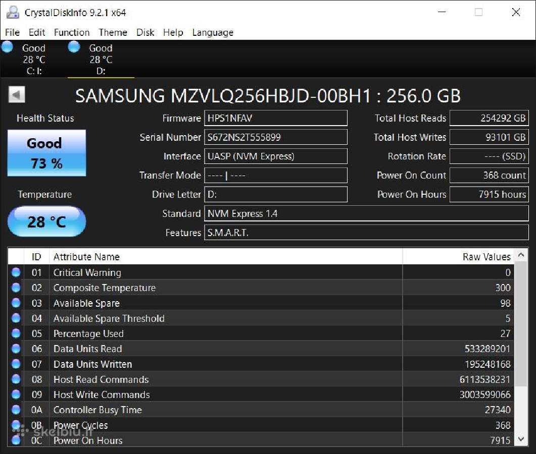 SSD Nvme M2 256gb
