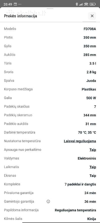 Maisto džiovyklė - nuotraukos Nr. 4
