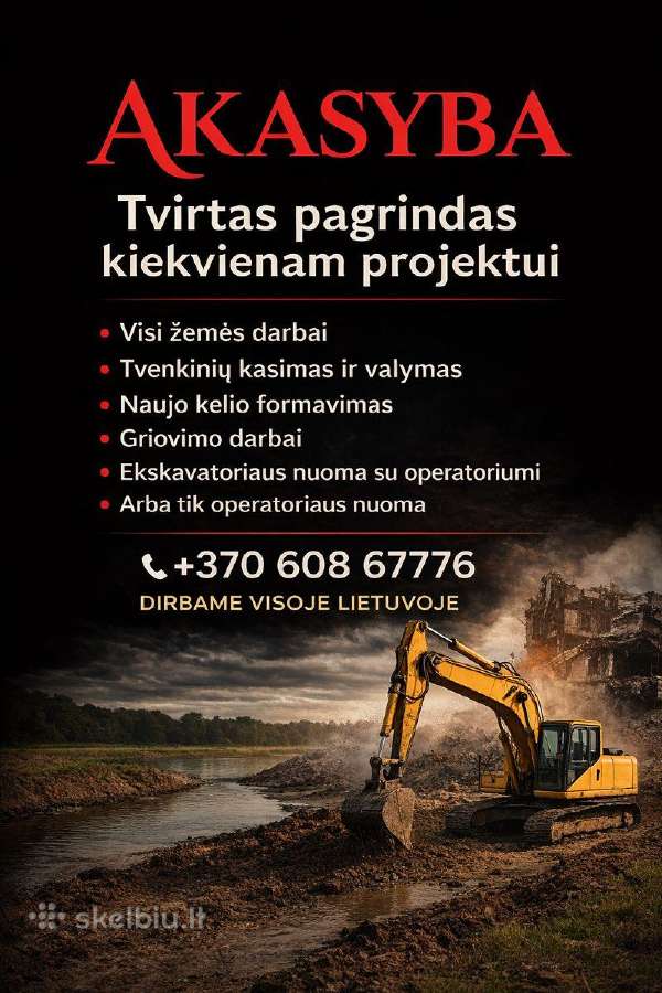Tvenkinių kasimas,griovimo darbai,kiti žemėsdarbai