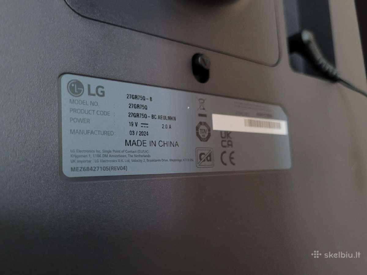 27" ultra gear LG 27gr75q 165hz 2024 su defektu - nuotraukos Nr. 9