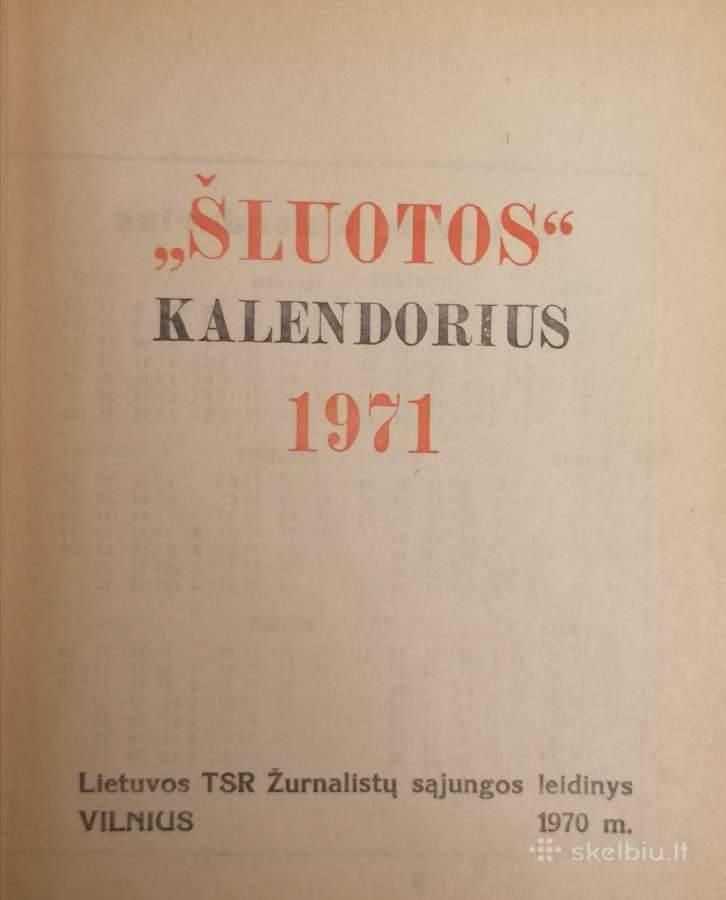 "Šluotos" kalendorius 1971 - nuotraukos Nr. 2