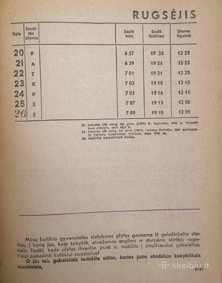 "Šluotos" kalendorius 1971 - nuotraukos Nr. 5