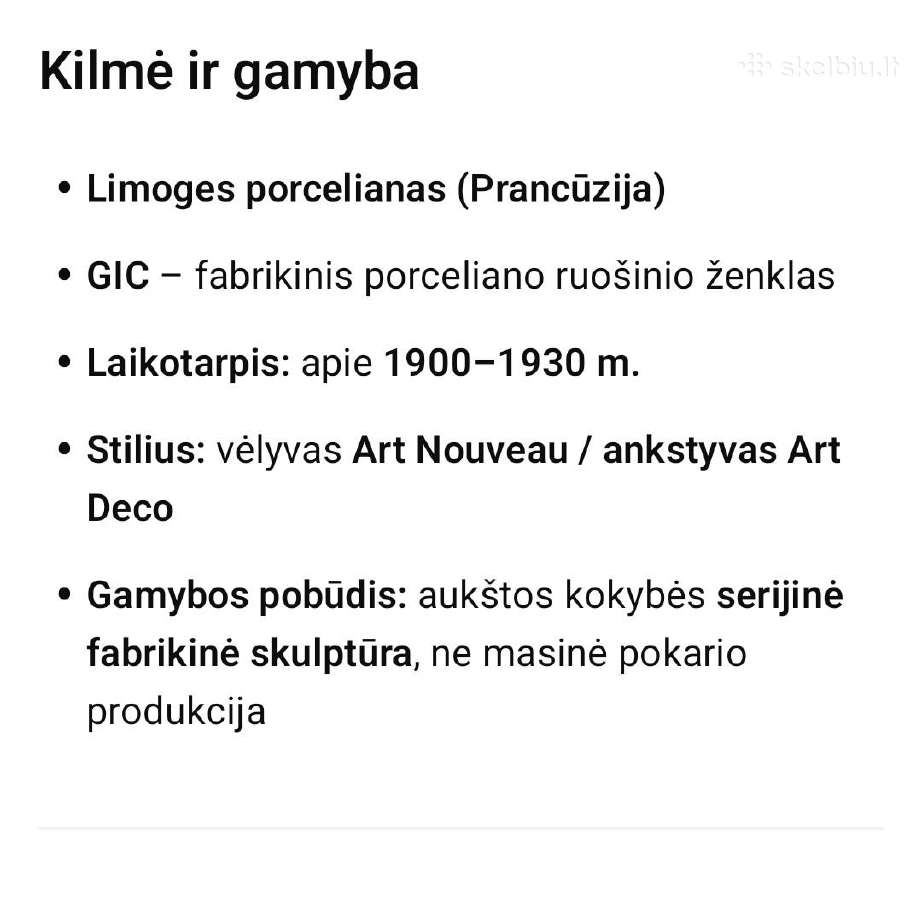 Skulptūra Art deco Limoges ir Wagner "Gracija" - nuotraukos Nr. 9