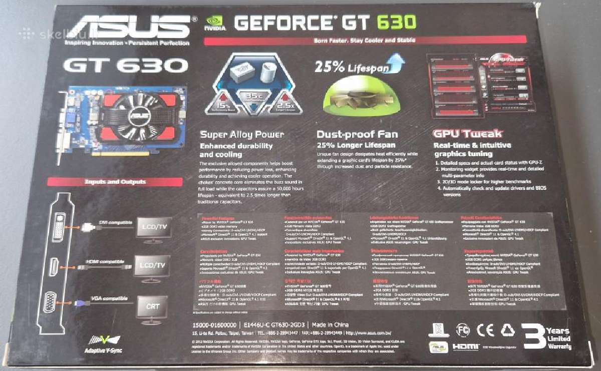 Asus Gt630 2gb 128bit - nuotraukos Nr. 2