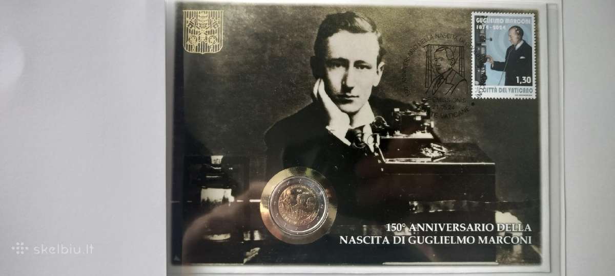 Vatikano 2 eurų moneta ''Marconi ''aplanke 2024 - nuotraukos Nr. 3