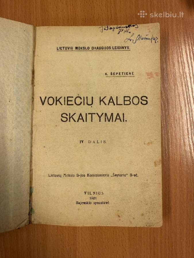 Vokiečių kalbos skaitymai Iv dalis. 1921
