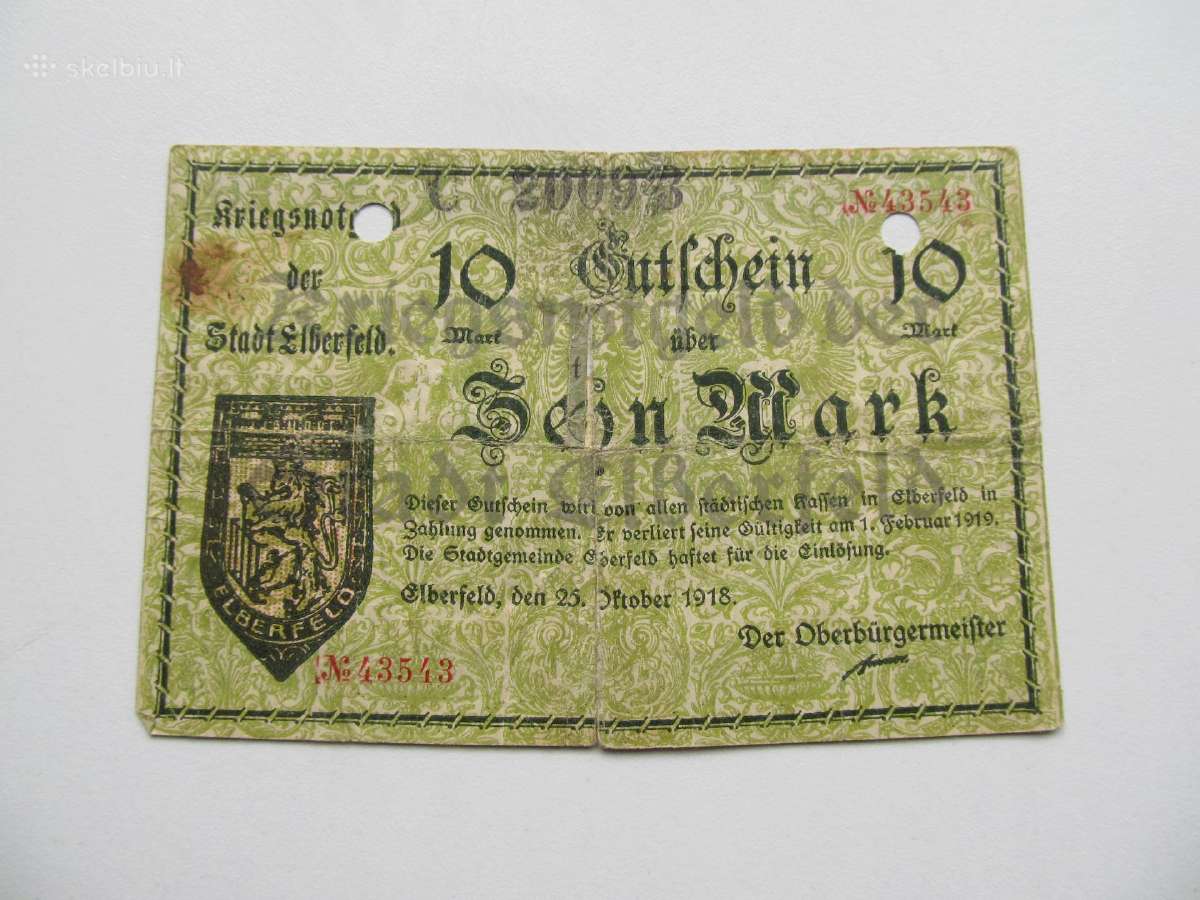 10 markiu , Elberfeld Vokietija , 1918