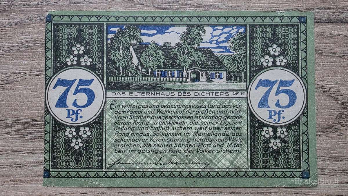 1921 metų 75 pfennig Šilutė - nuotraukos Nr. 2