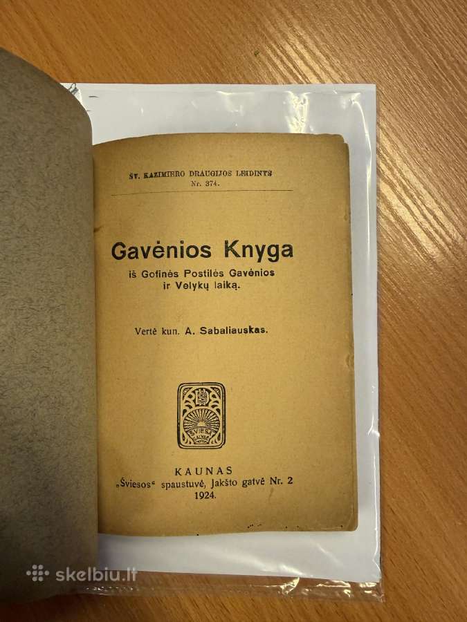 Gavėnios Knyga 1924 - nuotraukos Nr. 2