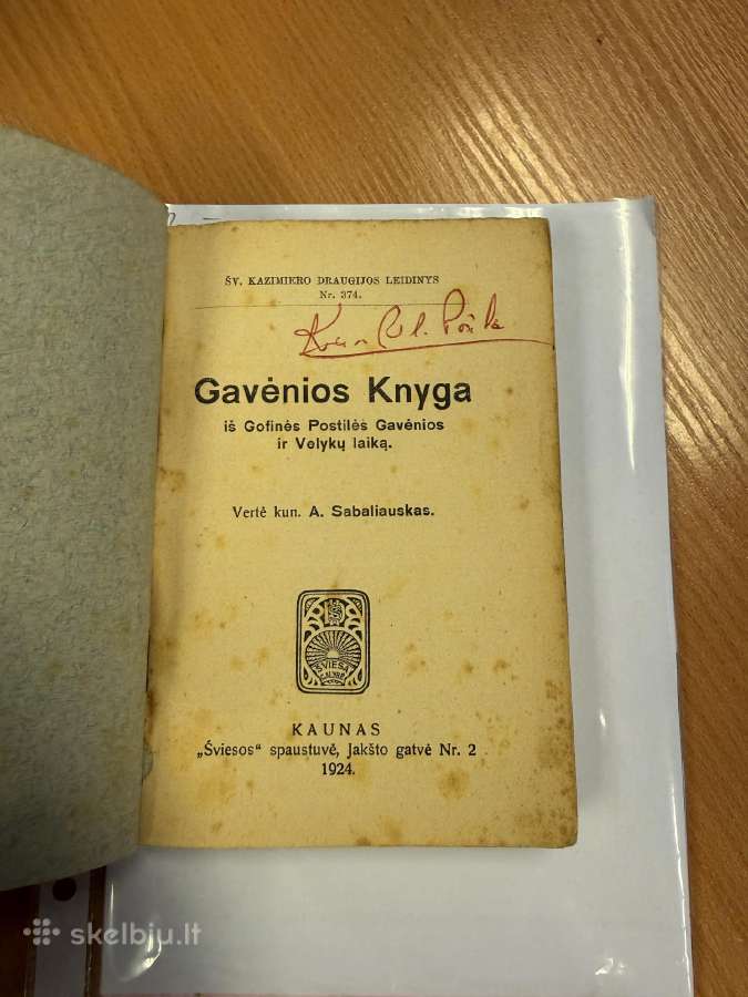 Gavėnios knyga 1924 - nuotraukos Nr. 2