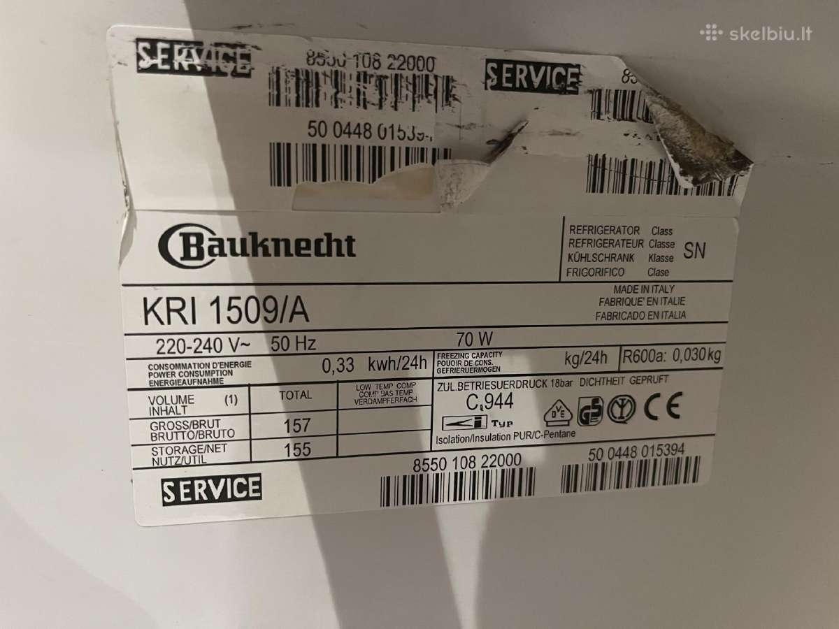 Įmontuojamas šaldytuvas Bauknecht Kri 1509/a - nuotraukos Nr. 10