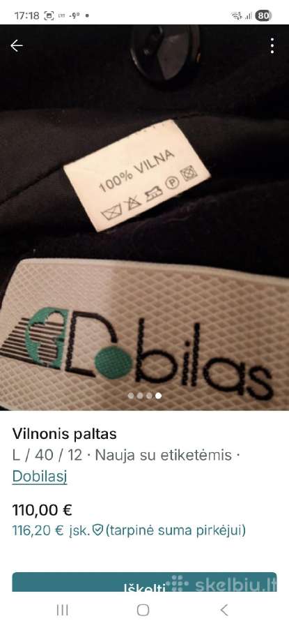 Demisizoninis vilnonis paltas Dobilas - nuotraukos Nr. 3