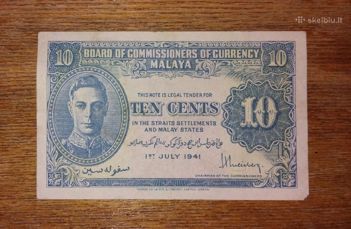 Malaya 10 centu banknotas