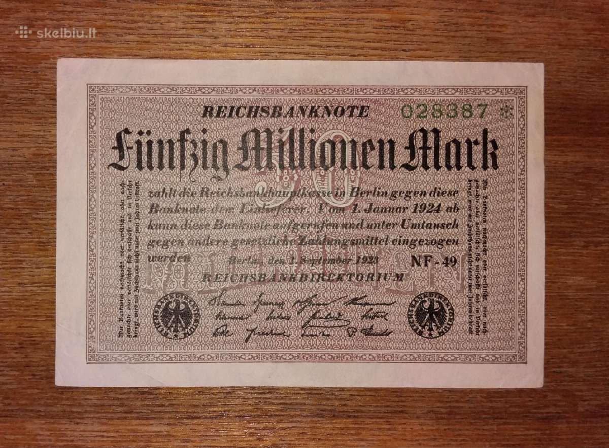 Vokietijos 50 mln markių banknotas