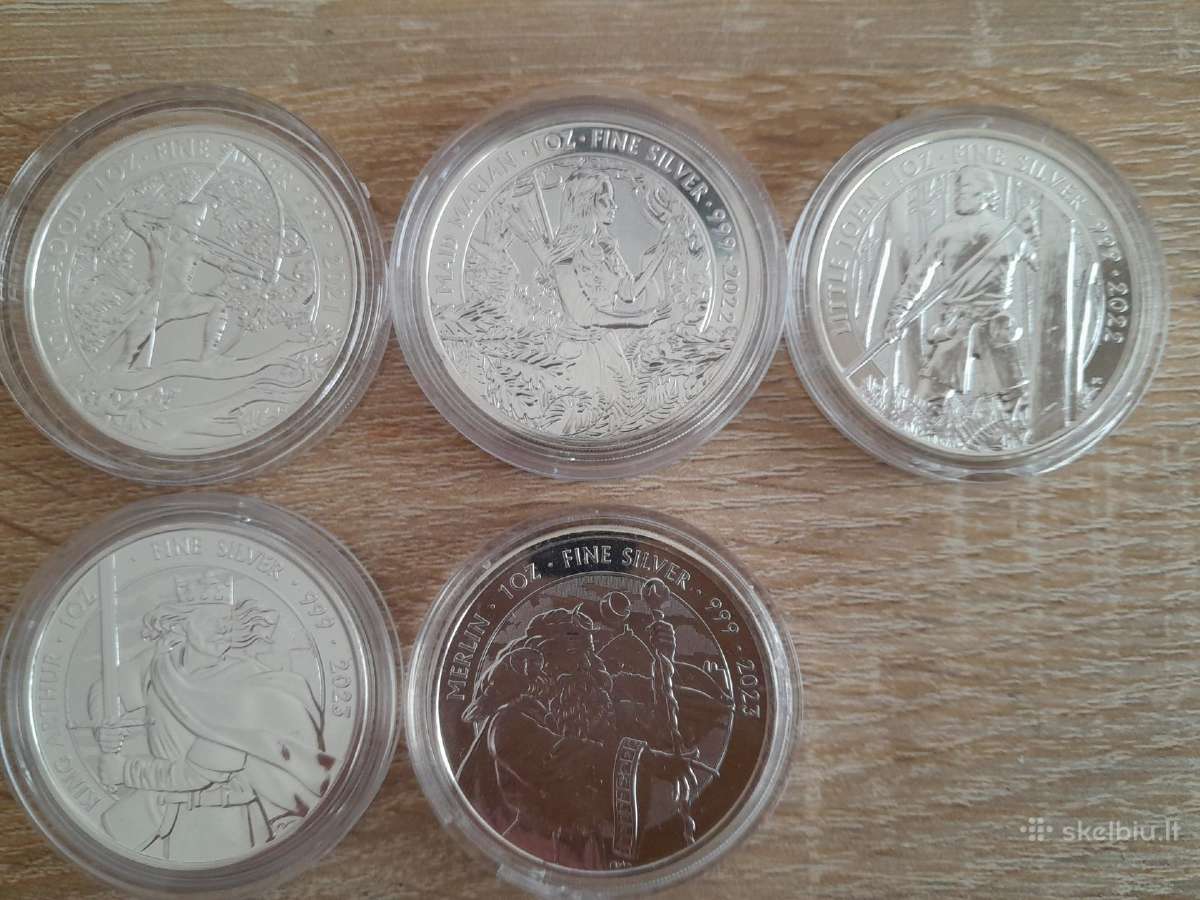 1 oz 31.10 g sidabrinės monetos Mitai ir Legendos