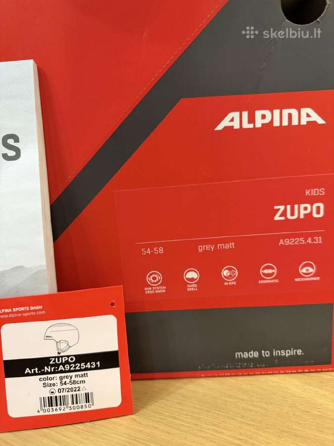 Naudotas Alpina Zupo šalmas, 54-58 cm - nuotraukos Nr. 2