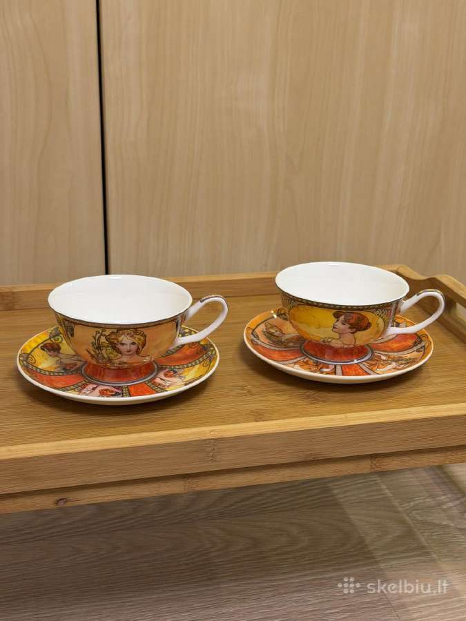 Aladenko fine bone china puodeliai su lėkštutėmis