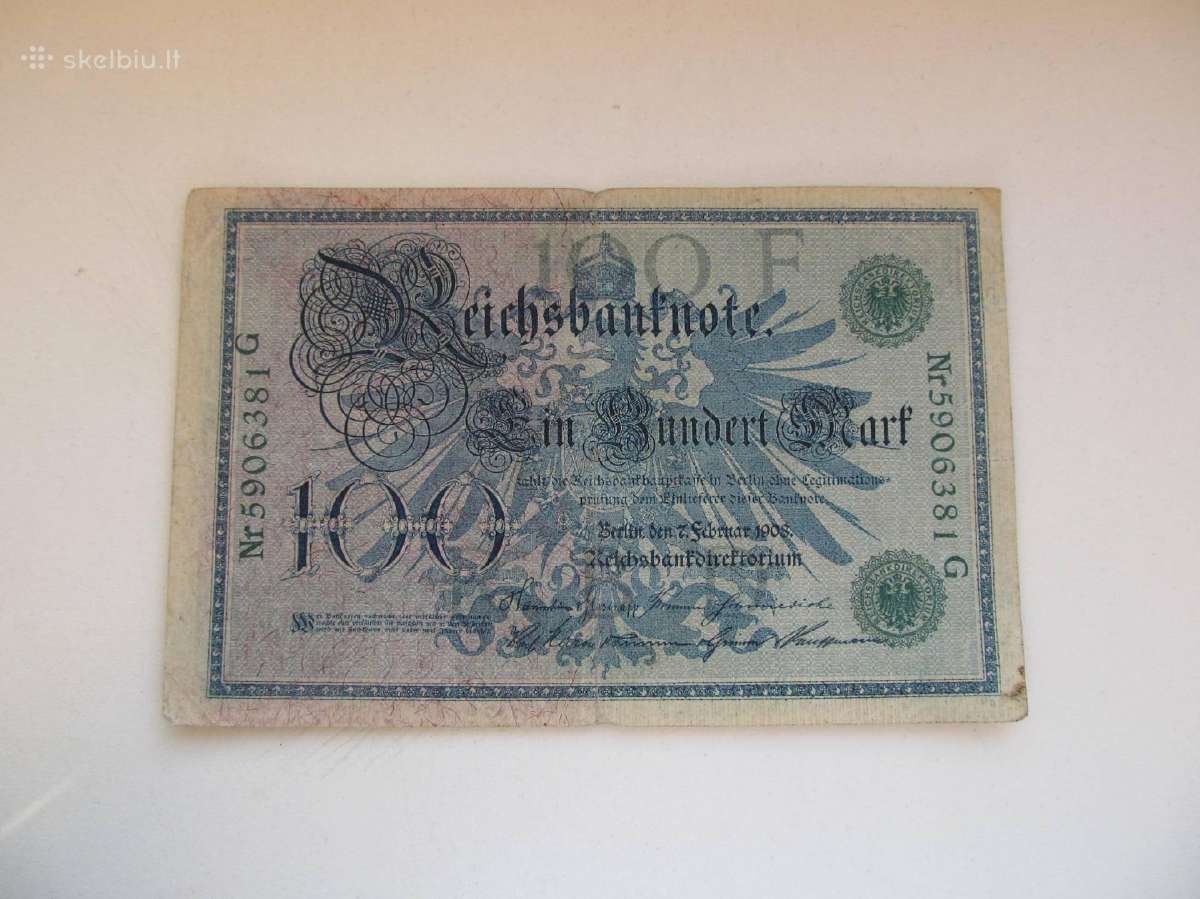 100 mark , Vokietija , 1908 žalias štampas .