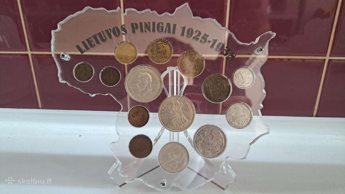 Tarpukario Lietuvos Litai monetos pilna kolekcija.