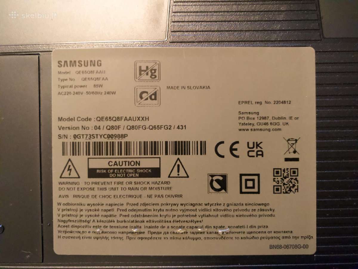 Samsung Qe65q8faauxxh demontuotas.