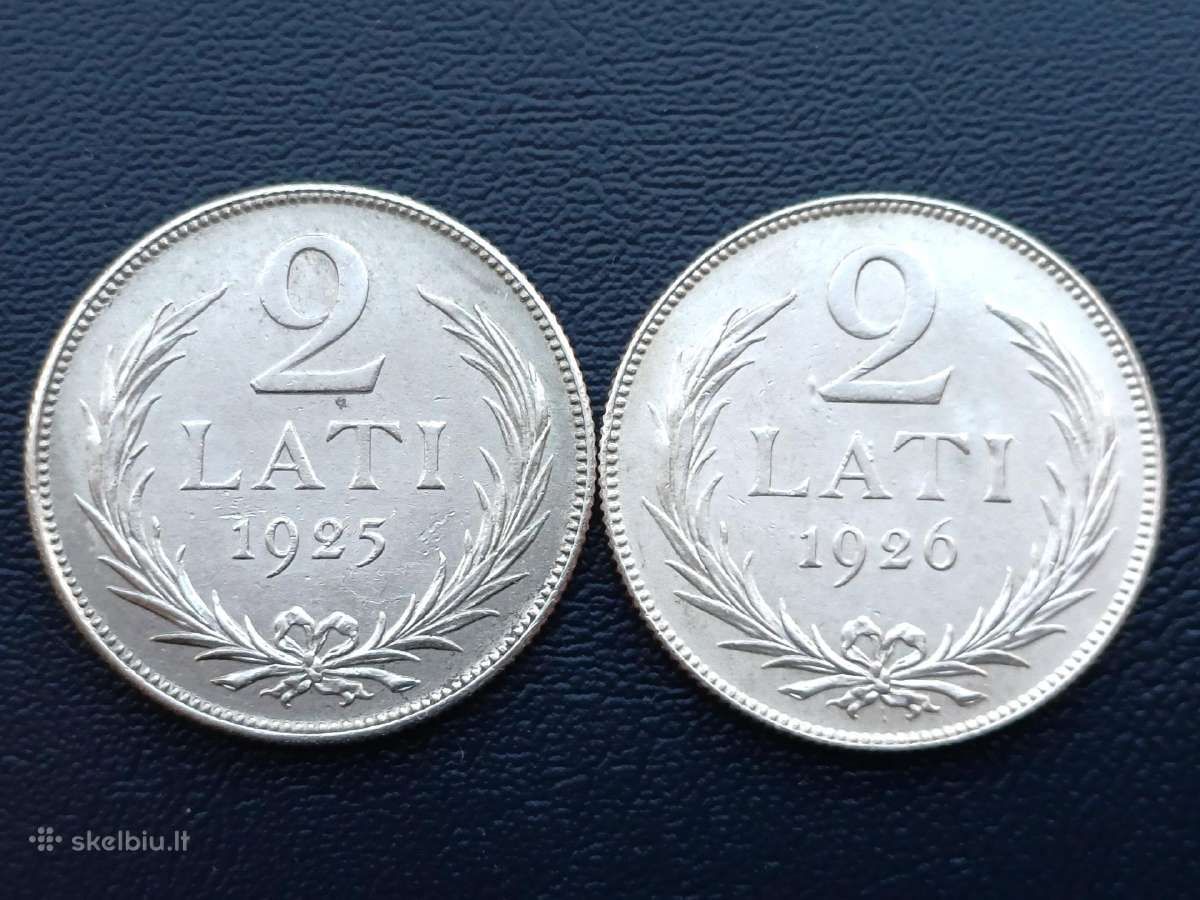 2 latai 1925,26m. Latvija sidabras 835