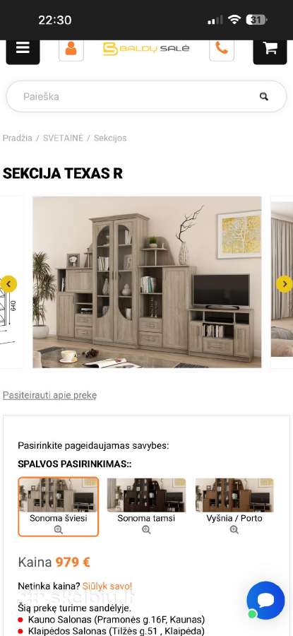 Pilnos komplektacijos sekcija + komoda TV - nuotraukos Nr. 3