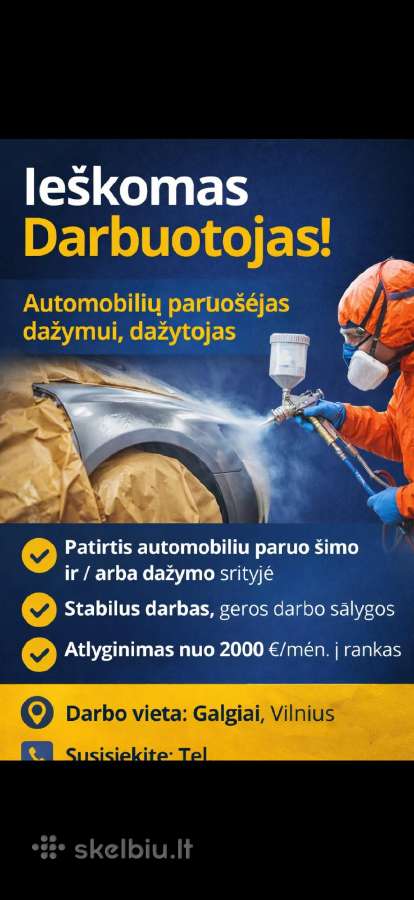 Jieskomas automobiliu paruosejas dazymui,dazytojas