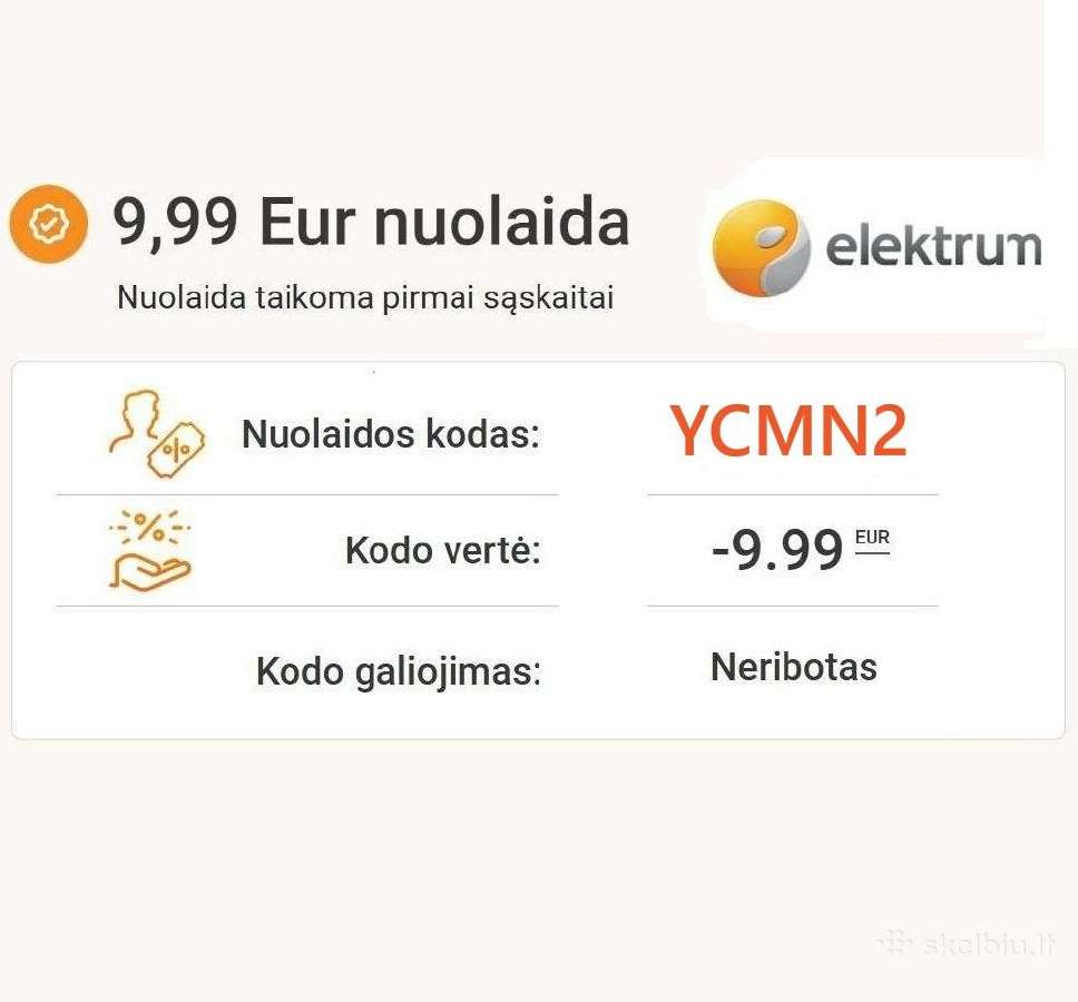 Elektrum nuolaidos kodas Ycmn2, -9,99 Eur nuolaida - nuotraukos Nr. 2