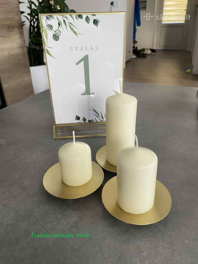 Auksinės žvakidės vestuvių dekoravimui 30vnt