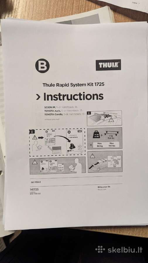 Thule Toyota Auris arba Corolla, 5-dr 13–