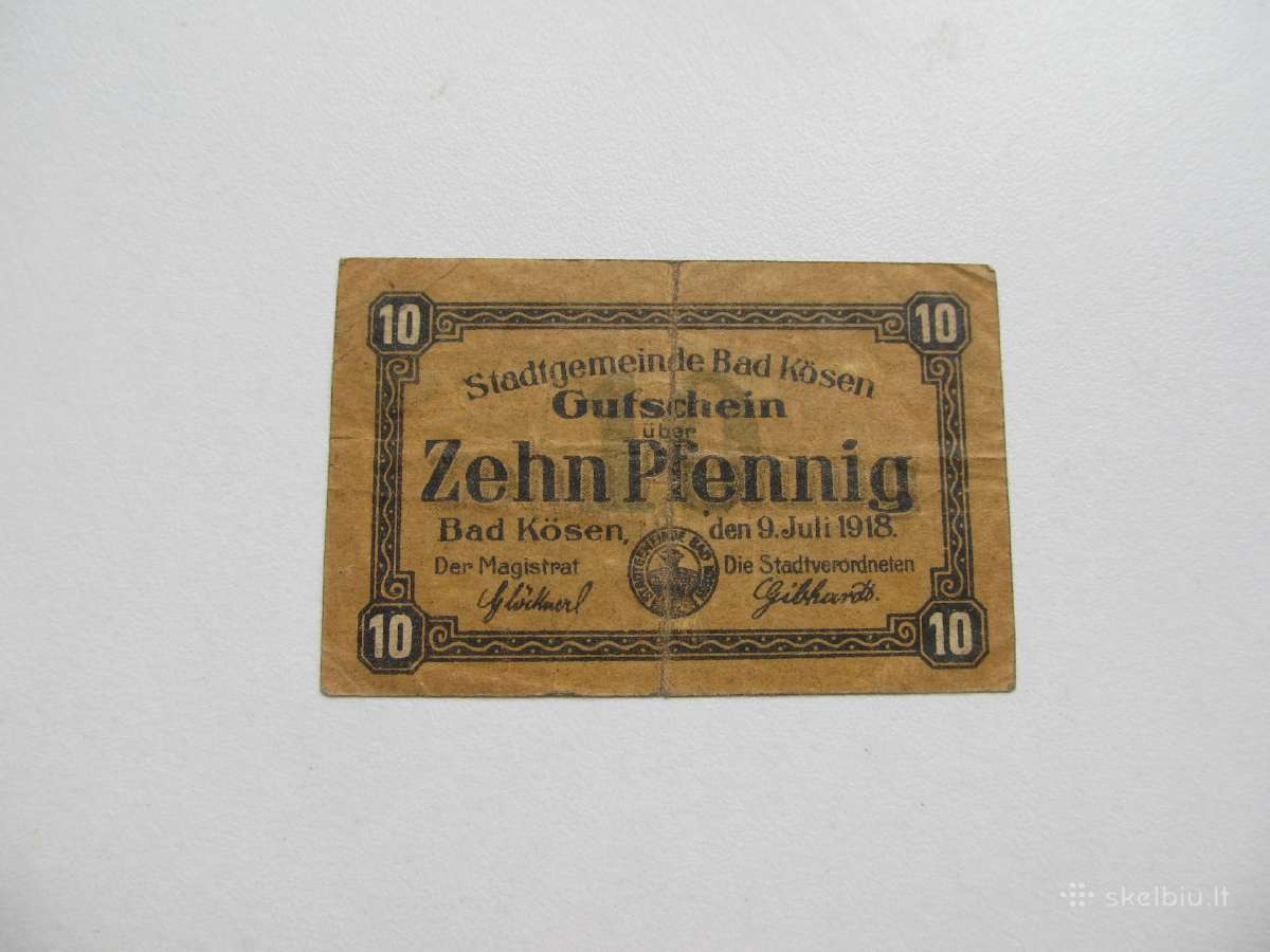 Notgeldas 10 pfenig , Bad Kosen Vokietija , 1918