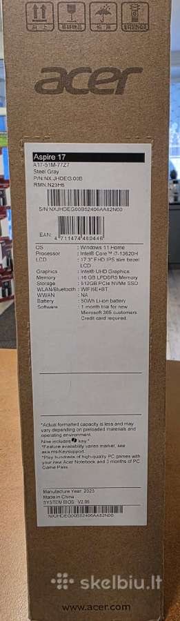 Acer Aspire 17 A17-51m-7727 i7 16gb/512gb SSD