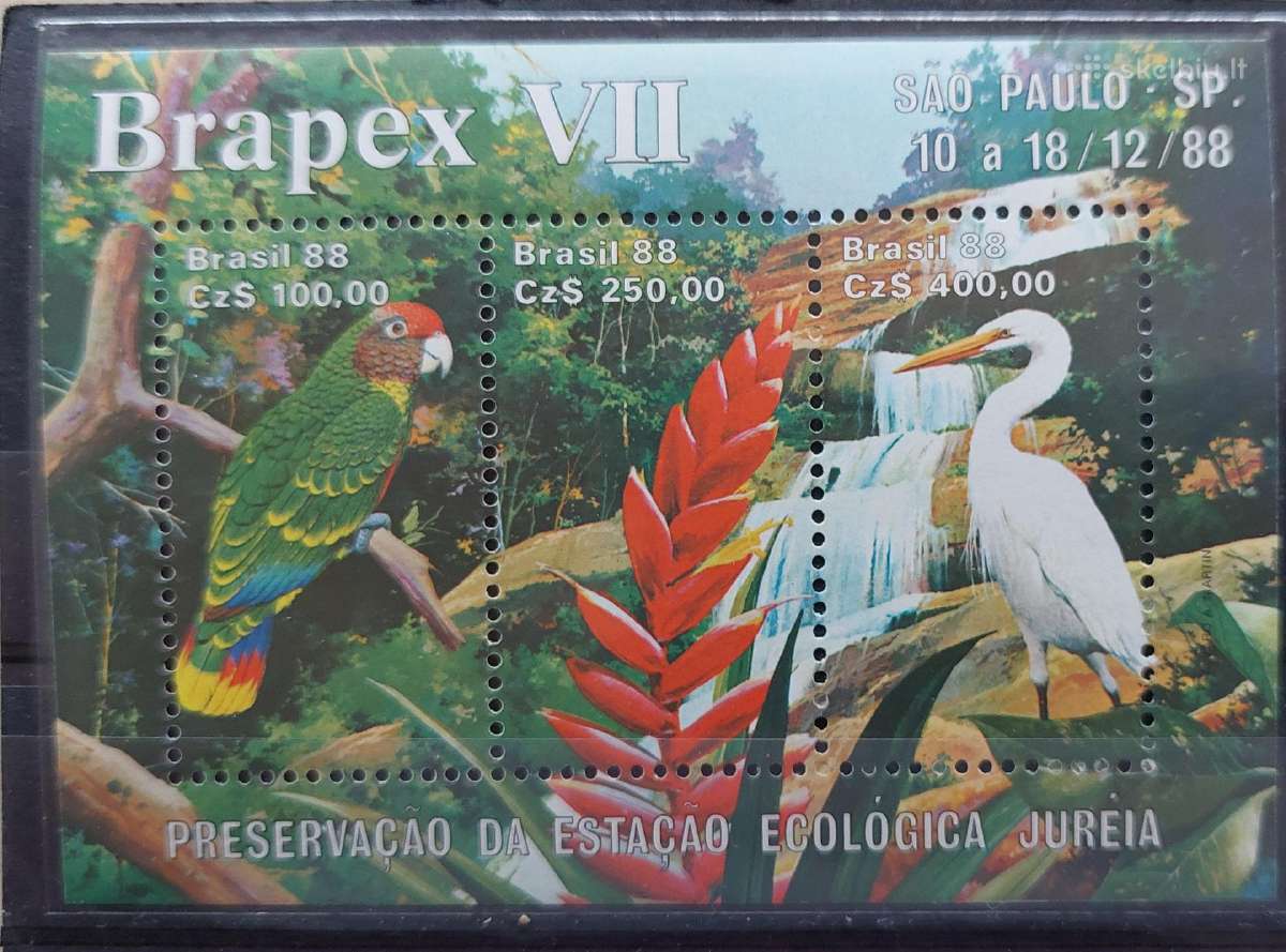 Brazilija 1988 paukščiai, švarūs, Michel block76