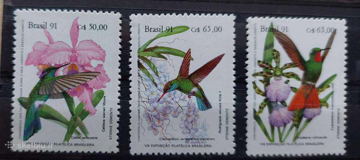 Brazilija 1991 paukščiai, švarūs, Michel 2435-2437